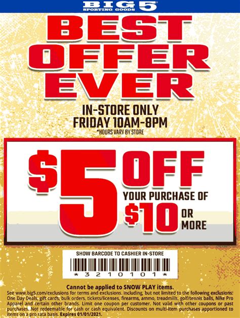 big 5 valpak coupon|big 5 instore coupon.